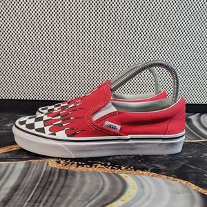 Vans slip-on checker flame red. Men's Size 6  Women's Size 7.5